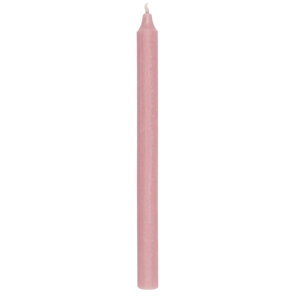 A tall pink dinner candle.