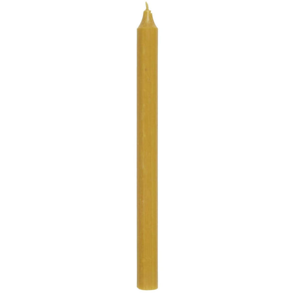 A tall yellow dinner candle.