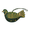 A green partridge hanging decoration made from paper board.