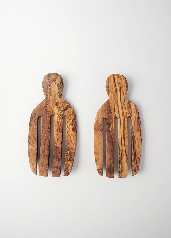 Pair of wooden salad hands.